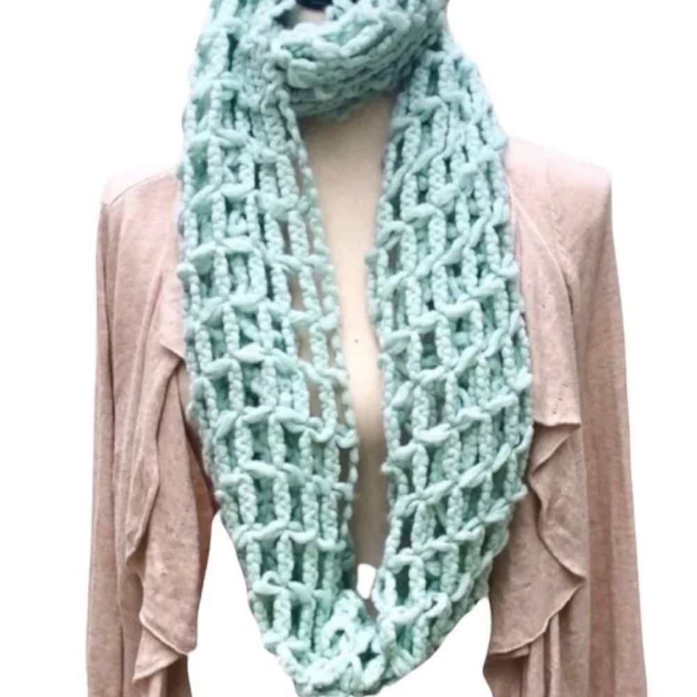 NEW Loose Knit Infinity Aqua Scarf Lightweight Spring/Summer